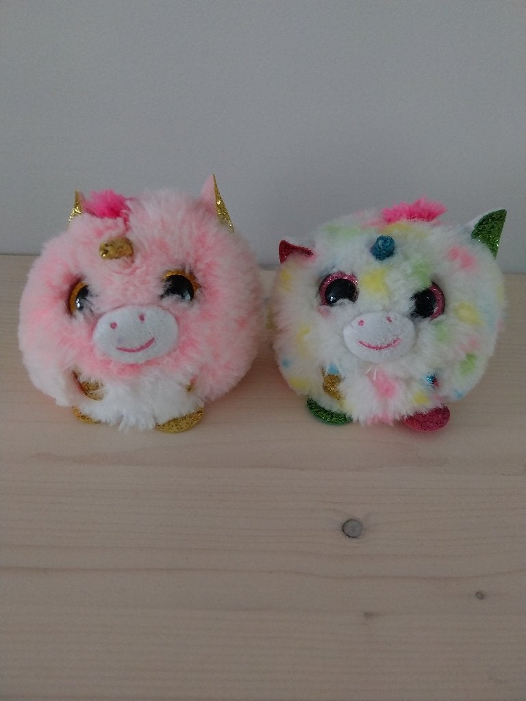 Ty Teeny Puffies Unicorn 8 cm  2 stuks, Eenhoorn, Overige karakters, Ophalen of Verzenden, Zo goed als nieuw