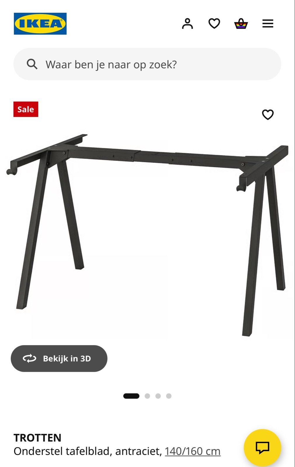 IKEA TROTTEN Onderstel voor tafelblad, antraciet, Huis en Inrichting, Tafelonderdelen, Ophalen, Tafelpoot, Gebruikt, 100 tot 150 cm
