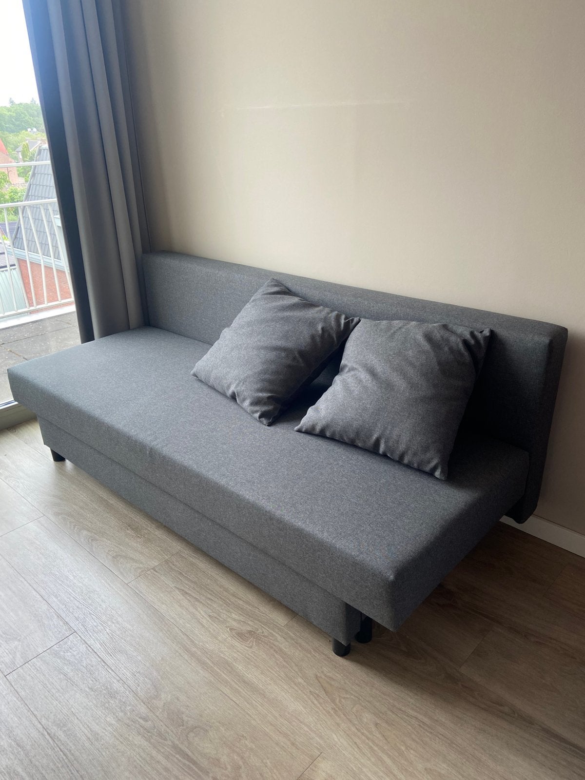 Slaapbank asarum donker grijs van ikea, Ophalen, 190 cm of minder, Zo goed als nieuw, Grijs