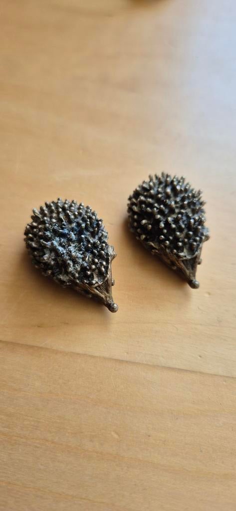 Twee kleine koper / brons egeltjes vintage, Ophalen of Verzenden