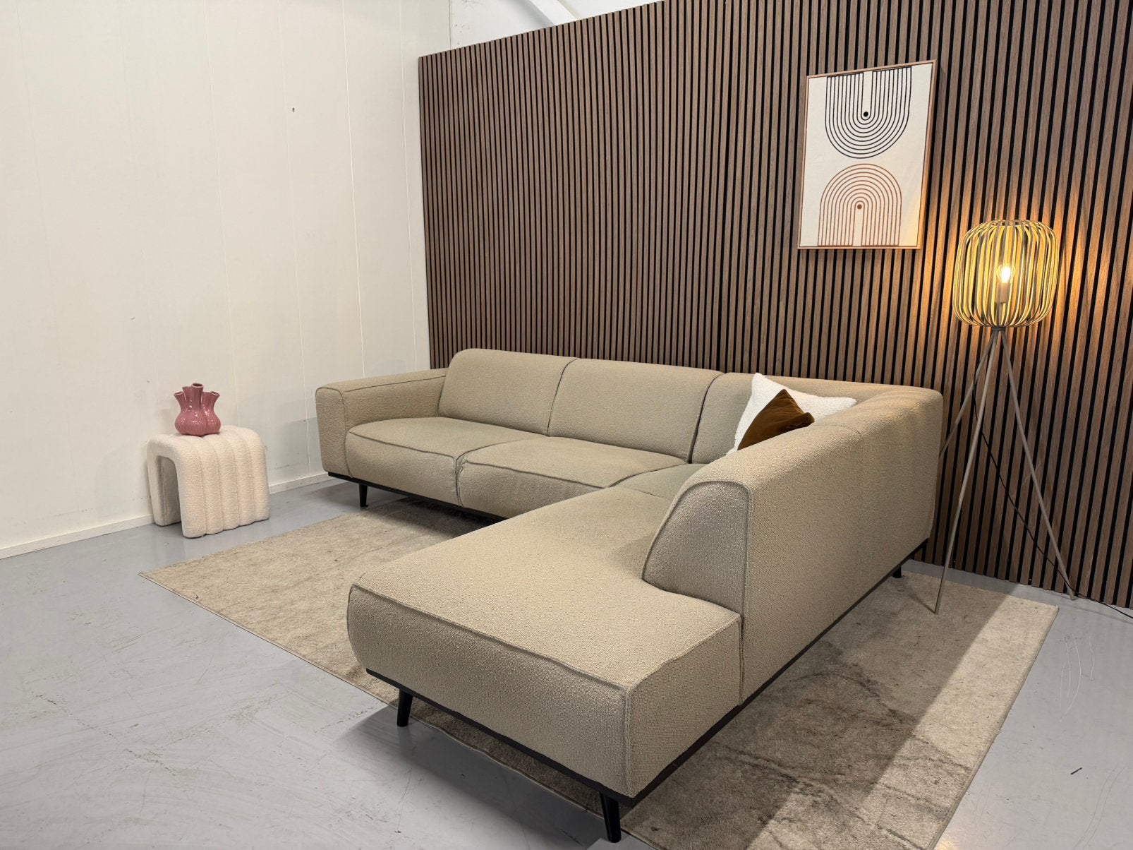 Be Pure Home - Boucle - Hoekbank - Beige - Zeer Nette Staat, Huis en Inrichting, Ophalen of Verzenden, Zo goed als nieuw, 150 cm of meer