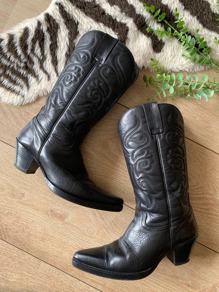 Joe Sanchez cowboylaarzen met hak 39 western boots laarzen, Hoge laarzen, -, Zwart, -