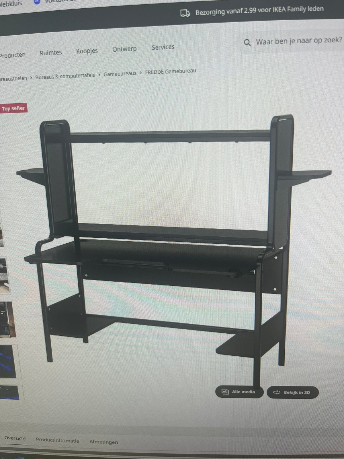 Bureau (Game) zwart ‘Fedde’ IKEA, Ophalen, Zo goed als nieuw