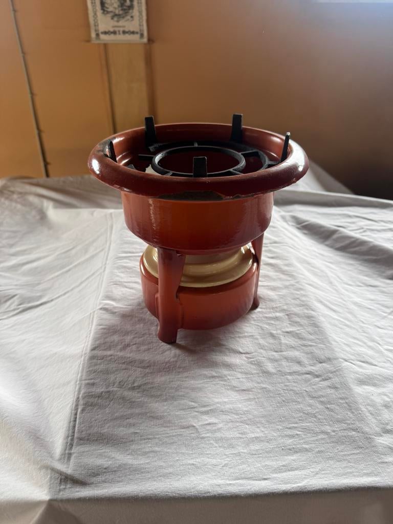 Petroleum stel kleur oranje 1 pitter (Nr: 2178), Antiek en Kunst, Antiek | Emaille, Ophalen