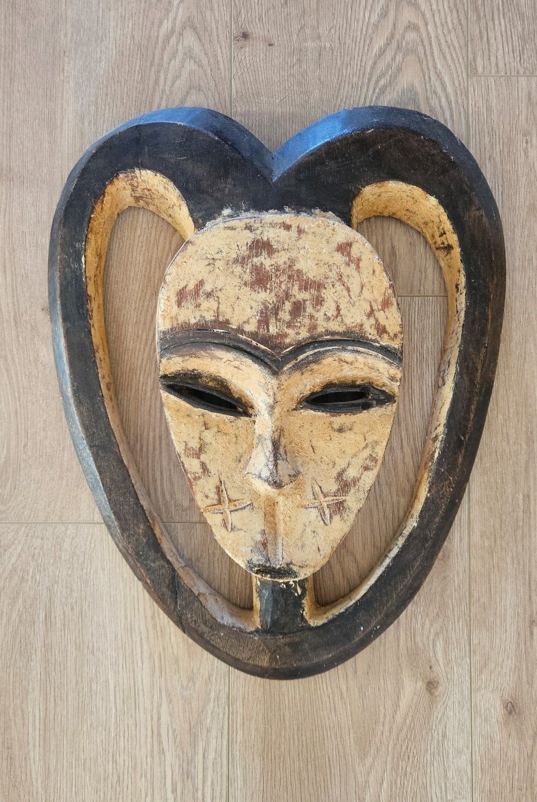 Set van 2 diverse Afrikaanse maskers, Antiek en Kunst, Hout, Afrika, Masker, Ophalen of Verzenden
