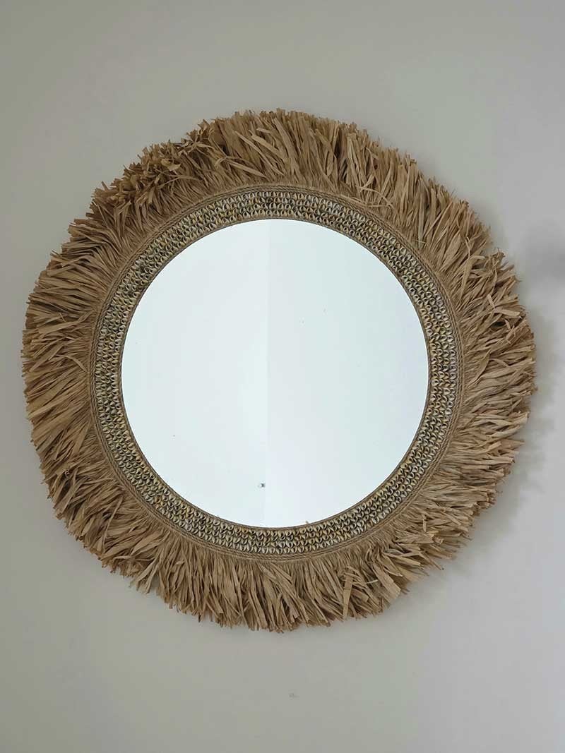 ronde wandspiegel Melati spiegel uit Bali, Huis en Inrichting, Ophalen of Verzenden, Minder dan 100 cm, Tropical home, Rechthoekig
