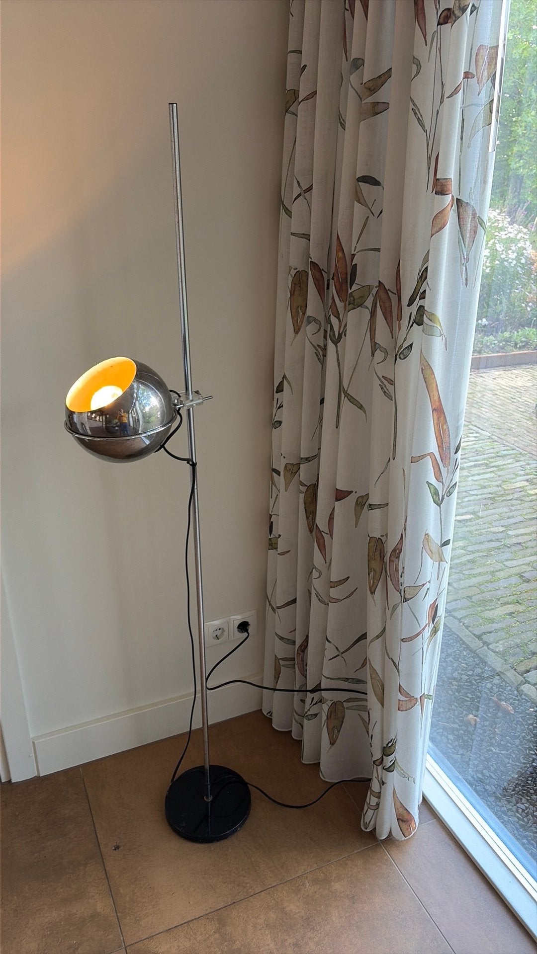 Gepo chromen eyeball vloerlamp, Ophalen, Gebruikt, E27 (groot), Vintage space age