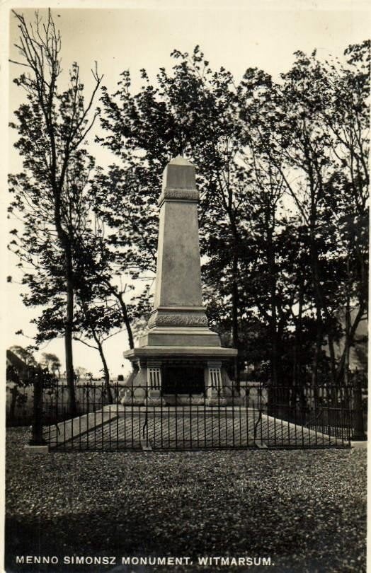 Menno Simonsz Monument, Witmarsum. - ongelopen, Verzamelen, Ophalen of Verzenden, 1940 tot 1960, Ongelopen, Friesland