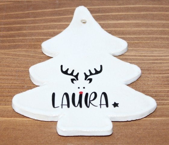 Kerstdecoratie “Laura” – keramiek met rendier, Ophalen of Verzenden, Zo goed als nieuw