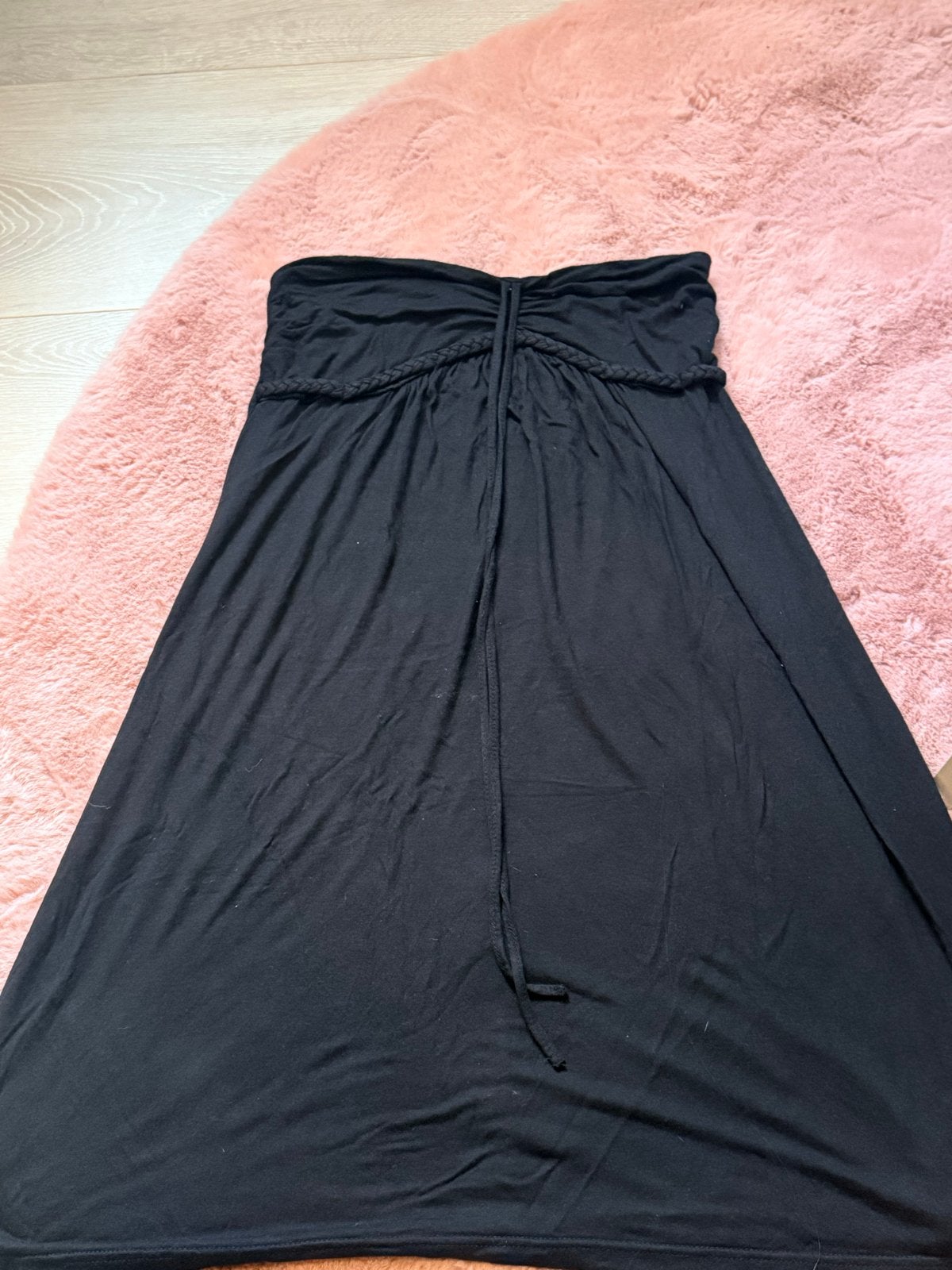 Zwarte strapless jurk met gevlochten detail - Maat L, Kleding | Dames, Zwart, Maat 42/44 (L), Ophalen of Verzenden, Zo goed als nieuw