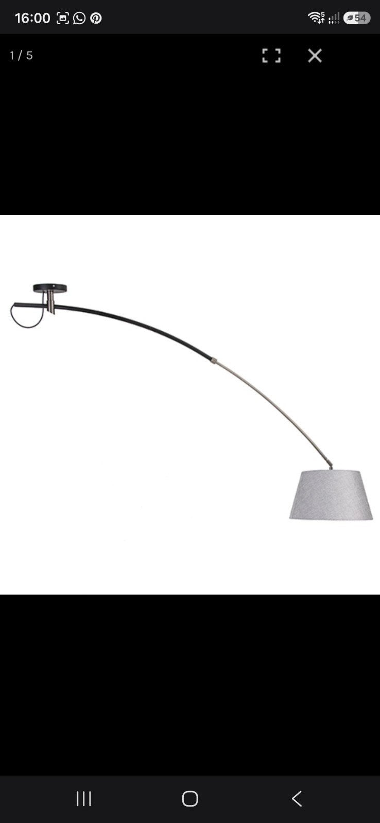 Grote plafondlamp boog met kap van Straluma, Modern, Industrieel, Ophalen of Verzenden, Zo goed als nieuw, Stof
