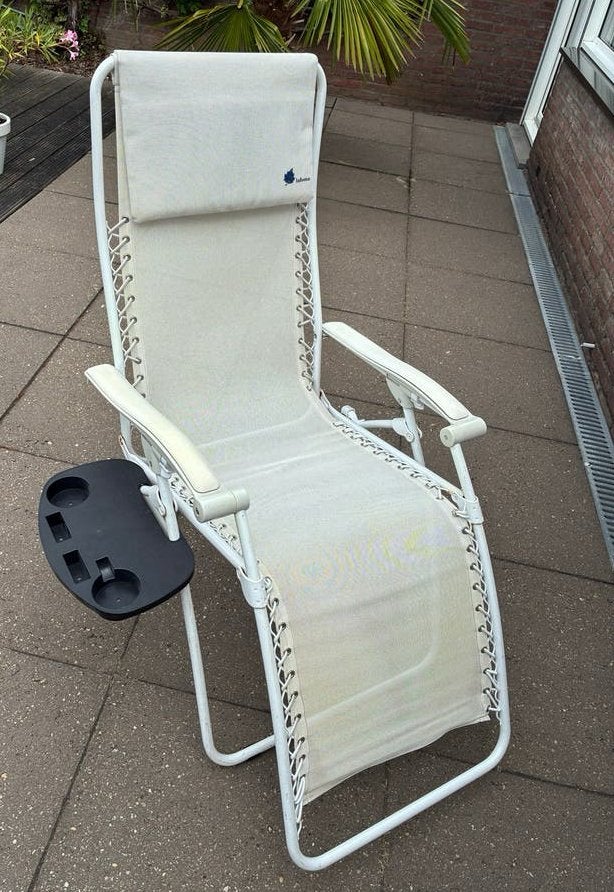 Lafuma relaxstoel met verstelbare rugleuning en voetensteun, Ophalen, Gebruikt, Textileen, Inklapbaar