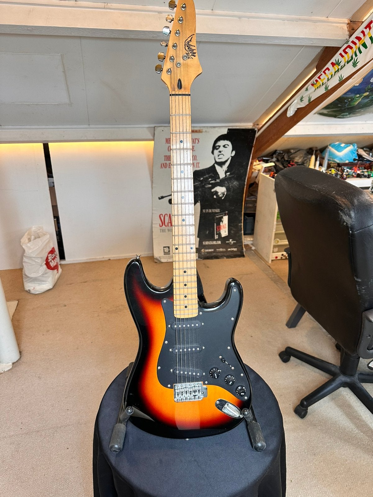 Electrische Animal gitaar, incl opberghoes en standaard, Muziek en Instrumenten, Snaarinstrumenten | Gitaren | Elektrisch, Ophalen