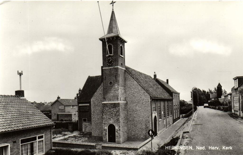 Herkingen, Ned. Herv. Kerk - ongelopen, Verzamelen, Ophalen of Verzenden, 1960 tot 1980, Ongelopen, Zuid-Holland
