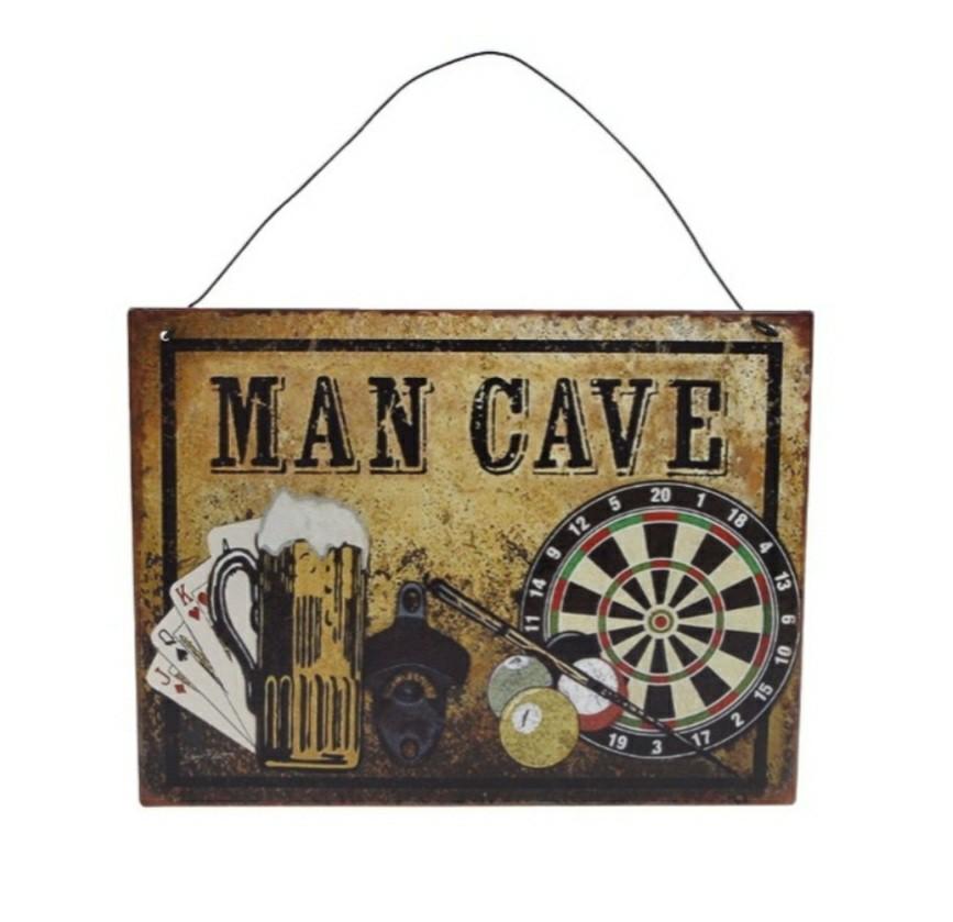 Metalen tekst bord "Man cave" vaderdag, Ophalen of Verzenden, Nieuw