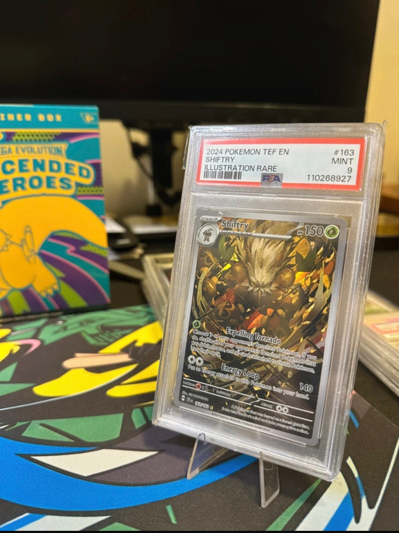 Shiftry #163 - PSA 9 - Temporal Forces - Illistration Rare, Ophalen of Verzenden, Zo goed als nieuw, Losse kaart