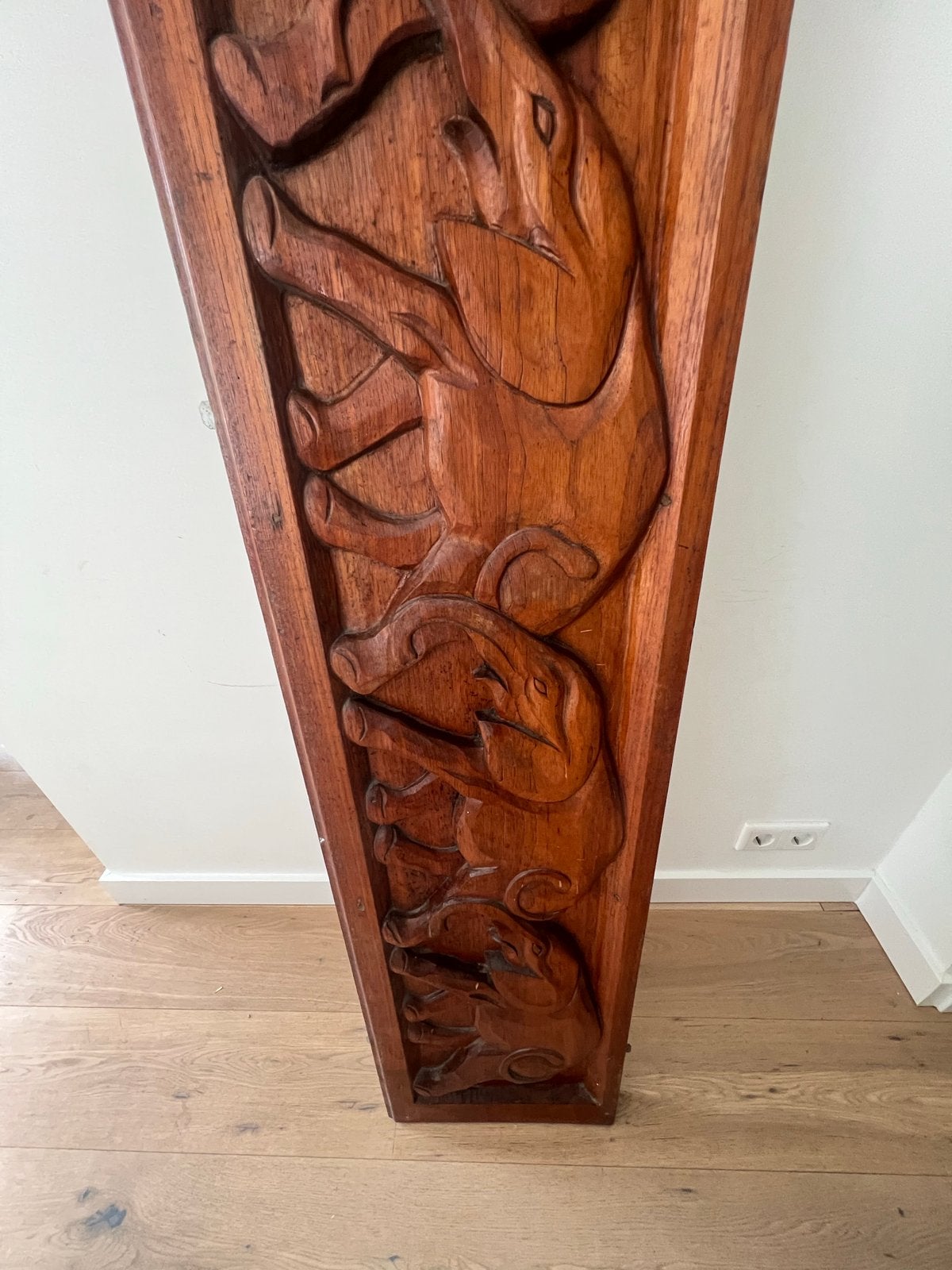 Wandpaneel van afrikaans hardhout, Antiek en Kunst, Ophalen, Houtsnijwerk, 1 meter - 2 meter, Hout