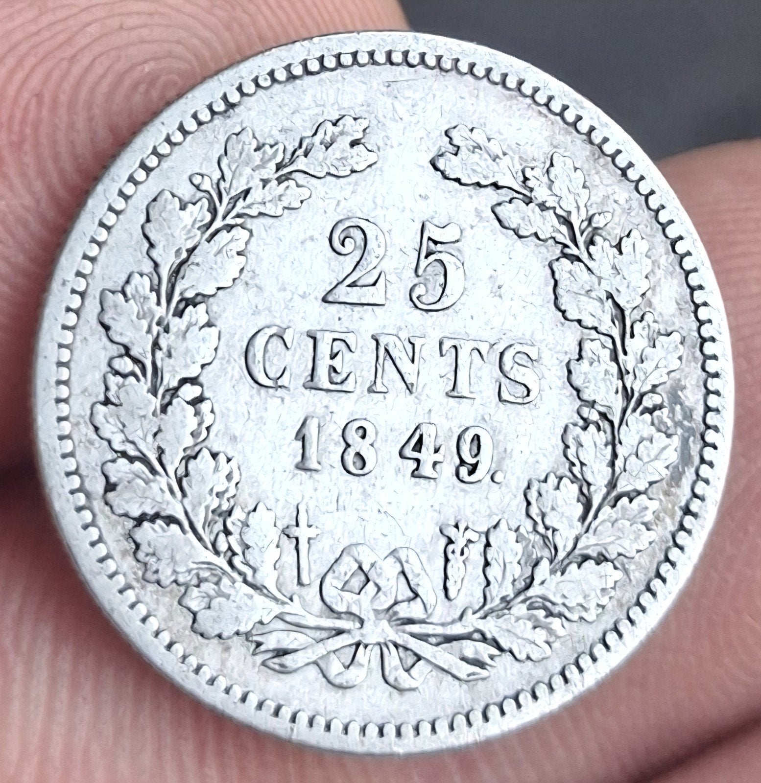 25 cent - 1849 - Willem lll - zilver - zeldzaam - top munt !, Postzegels en Munten, Munten | Nederland, Koning Willem III, Zilver