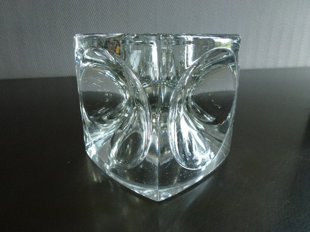 Sklo Union kubus kandelaar , kristal, ontwerp Rudolf Jurniki, Ophalen of Verzenden