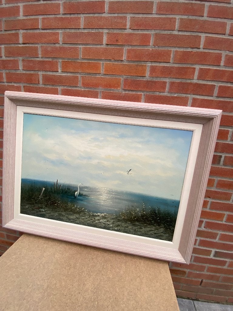 Mooi zeezicht schilderij, Ophalen, Klassiek, Olieverf, Doek