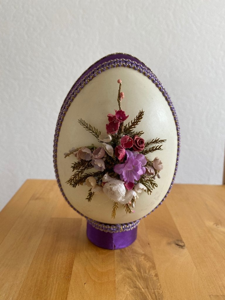 Vintage Pasen groot decoratief paasei bloemen rookvrij zgan, Ophalen of Verzenden, Zo goed als nieuw