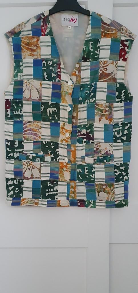 Vintage Miss Joy Dames Gilet Maat 40 Patchwork, Kleding | Dames, Bodywarmers, Maat 38/40 (M), Ophalen of Verzenden, Gedragen, Overige kleuren