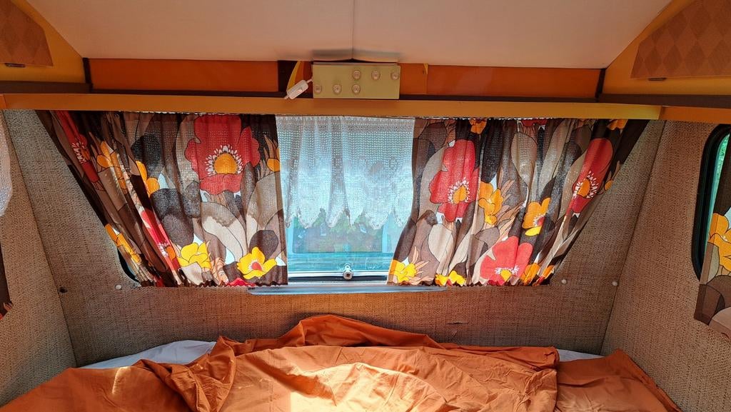 Vintage bloemengordijnen voor constructam coral, Caravans en Kamperen, Ophalen of Verzenden, Gebruikt