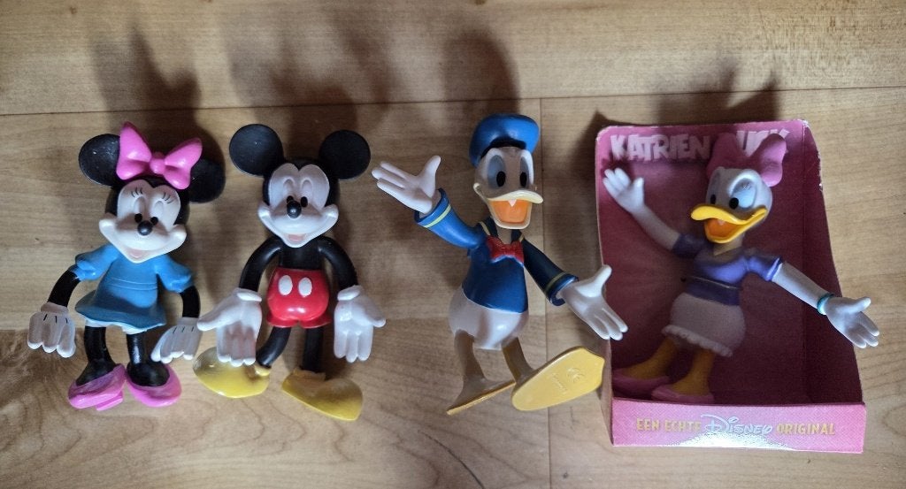 4 Buigbare Disney figuren, Ophalen of Verzenden, Mickey Mouse, Zo goed als nieuw, Beeldje of Figuurtje