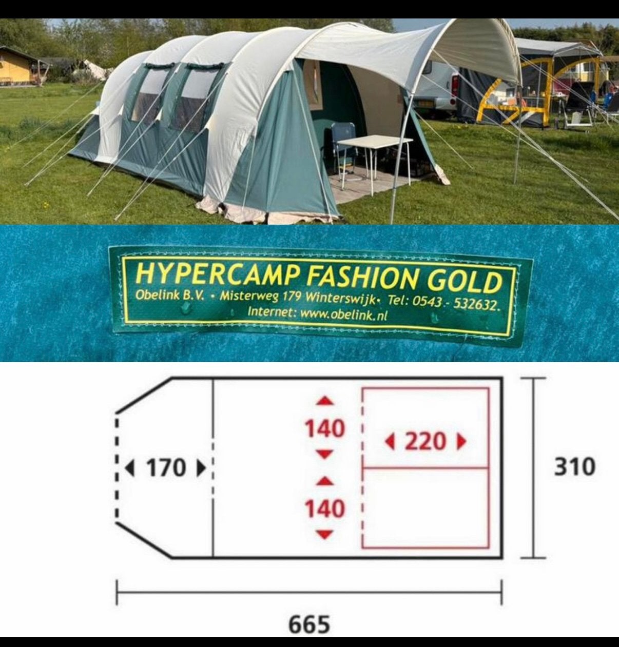 Tunneltent 4 tot 6 persoons!, Caravans en Kamperen, Tenten, Ophalen, Gebruikt, Tot en met 2