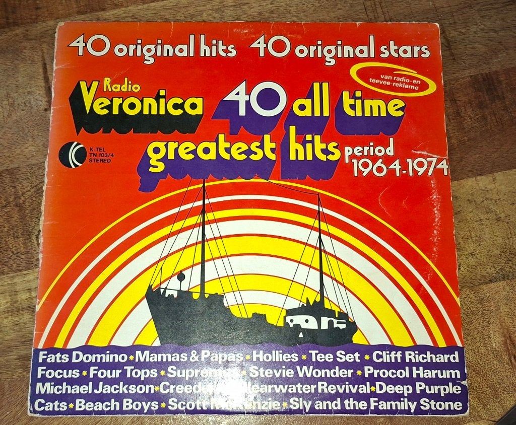 Radio Veronica: 40 All Time Greatest Hits 1964-1974 LP, Gebruikt, Pop, Complilatie, Ophalen of Verzenden