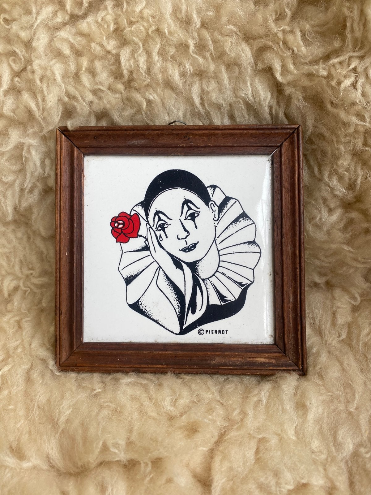 Vintage keramisch muurtegeltje van Pierrot jaren ‘70, Ophalen of Verzenden