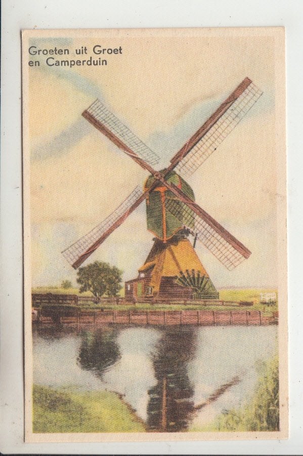 Groet - Camperduin, Molen, Ophalen of Verzenden, 1940 tot 1960, Ongelopen, Noord-Holland