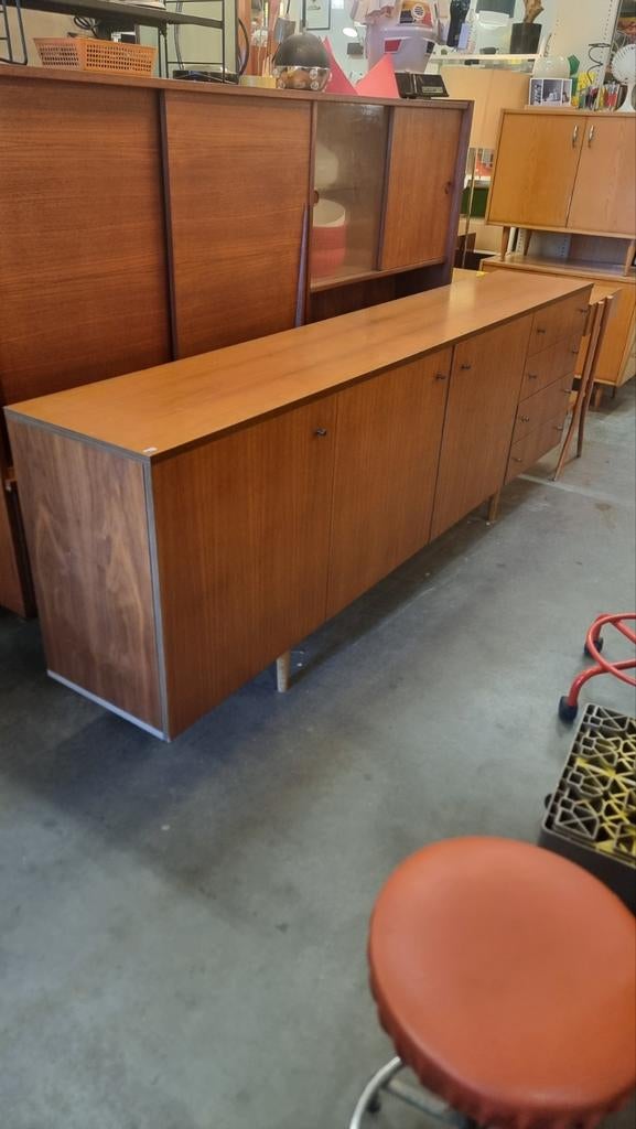 Vintage XL dressoir jaren 60 70 240cm lang, ,, Ophalen of Verzenden, ,, 25 tot 50 cm
