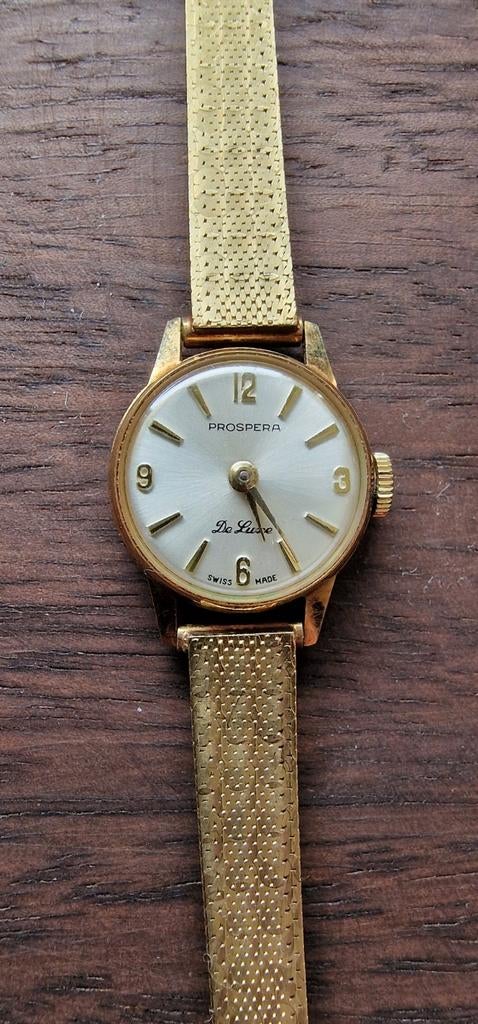 Gouden 14k vintage dameshorloge Prospera Deluxe, Overige merken, Polshorloge, Ophalen of Verzenden, Zo goed als nieuw
