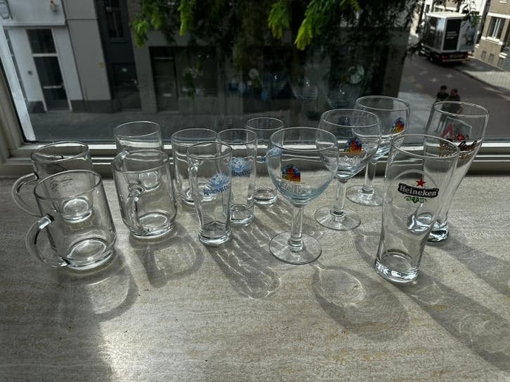 Special bierglazen 15 stuks diverse, Verzamelen, Glas en Borrelglaasjes, Ophalen, Zo goed als nieuw, Bierglas
