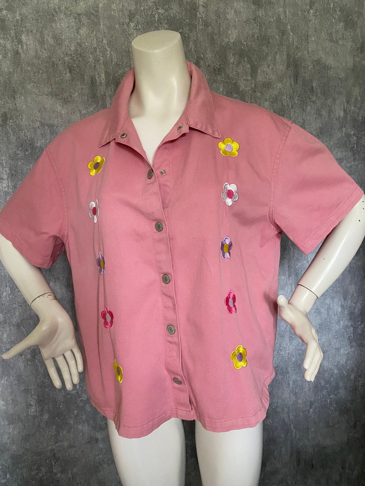 Neon Rose Denim roze jas blouse borduursels mt. L/ XL, Maat 46/48 (XL) of groter, Ophalen of Verzenden, Zo goed als nieuw, Jasje