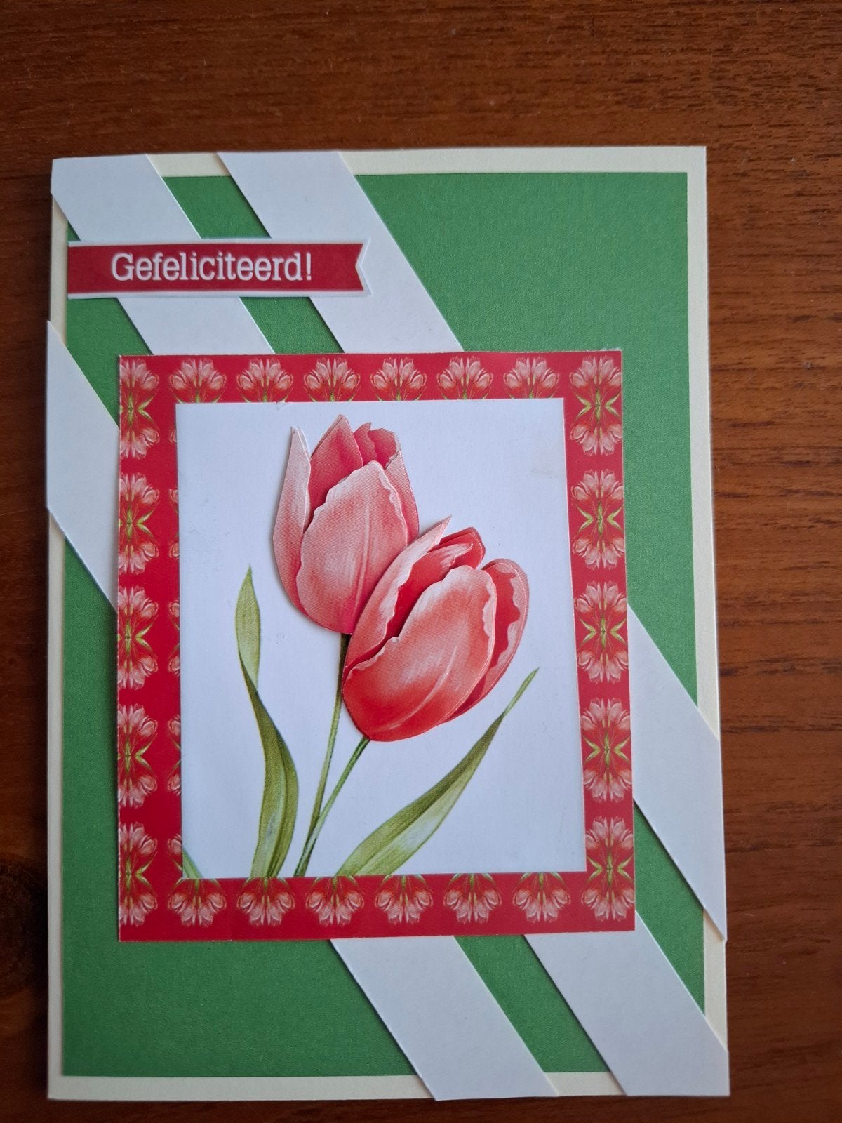 Zelfgemaakte felicitatiekaart met tulpen, Ophalen of Verzenden, Nieuw