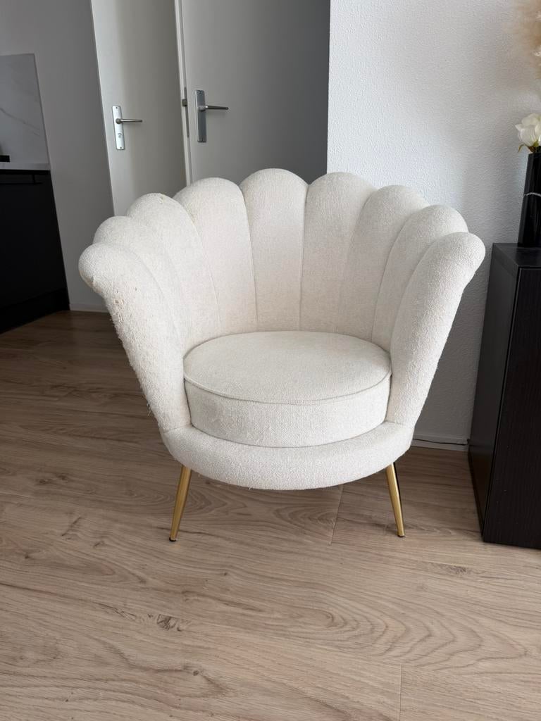 Teddystof wit fauteuils, Huis en Inrichting, Fauteuils, Ophalen, Gebruikt, Stof