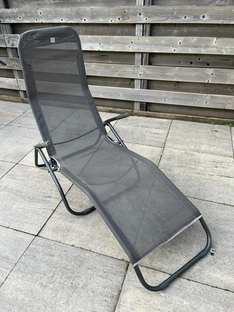 Ligbed tuinstoel aluminium, Tuin en Terras, Ligbedden, Ophalen, Zo goed als nieuw, Aluminium, Inklapbaar