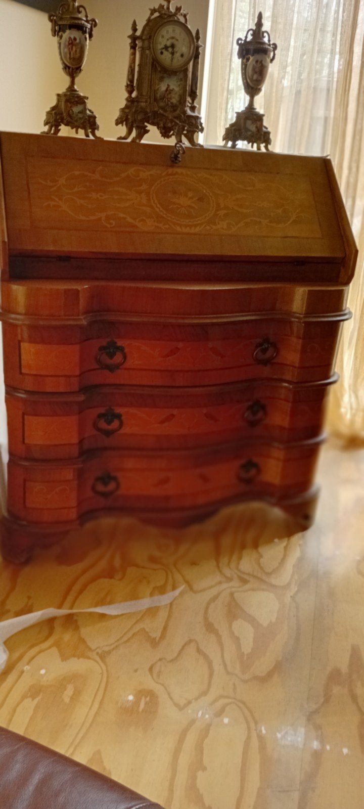 Antiek Secretaire Bureau met Lade en Inlegwerk, Ophalen