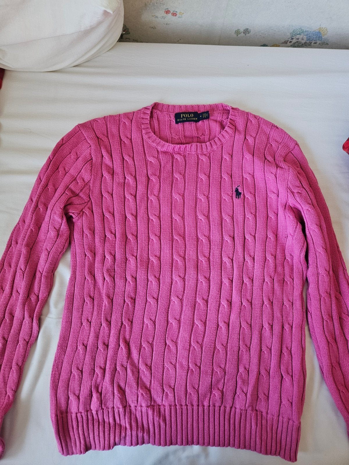 Ralph lauren kabeltrui, Ophalen of Verzenden, Zo goed als nieuw, Maat 38/40 (M), Roze