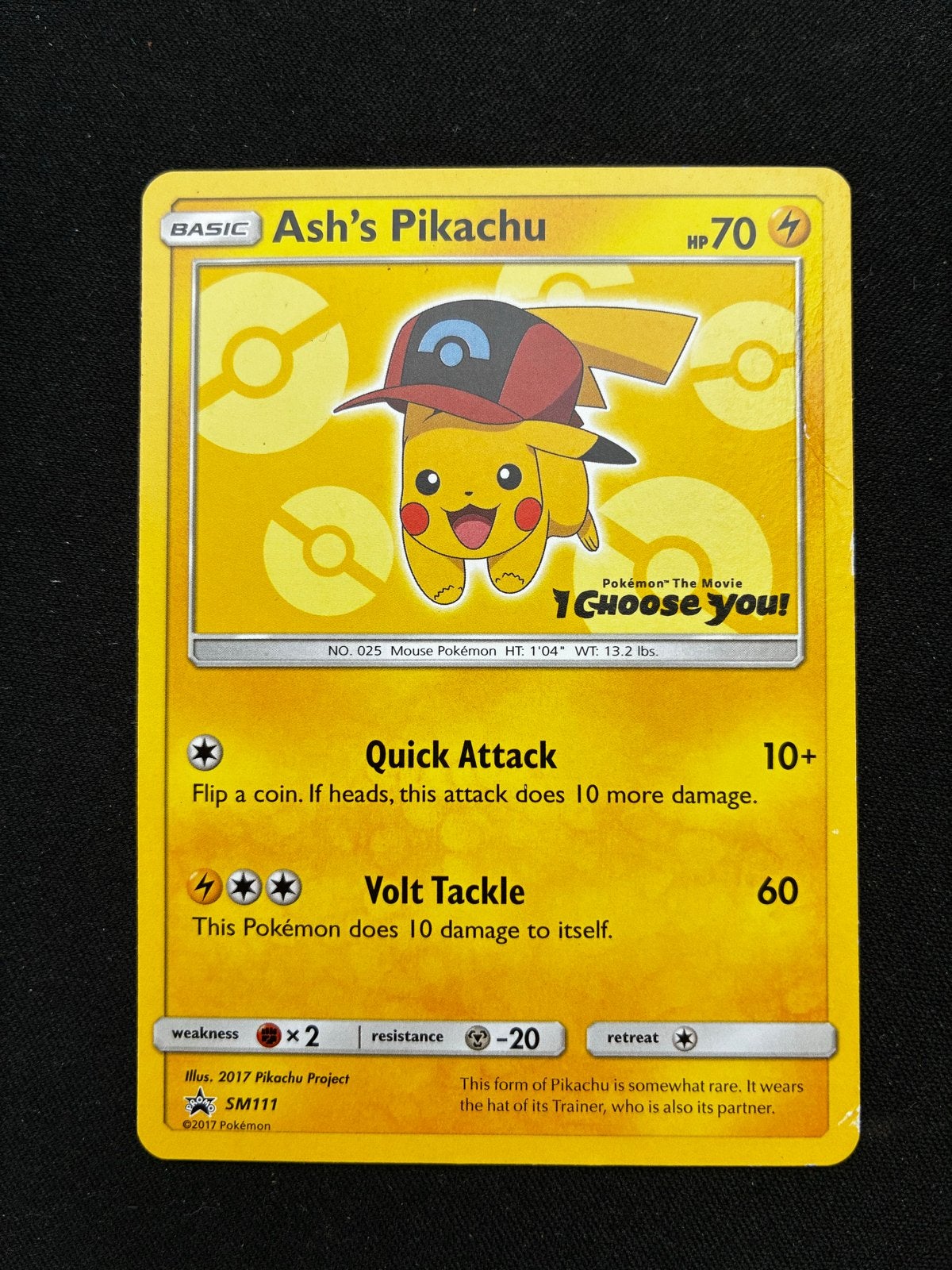 Ash's Pikachu SM111 Pokémon kaart, Ophalen of Verzenden, Zo goed als nieuw, Losse kaart