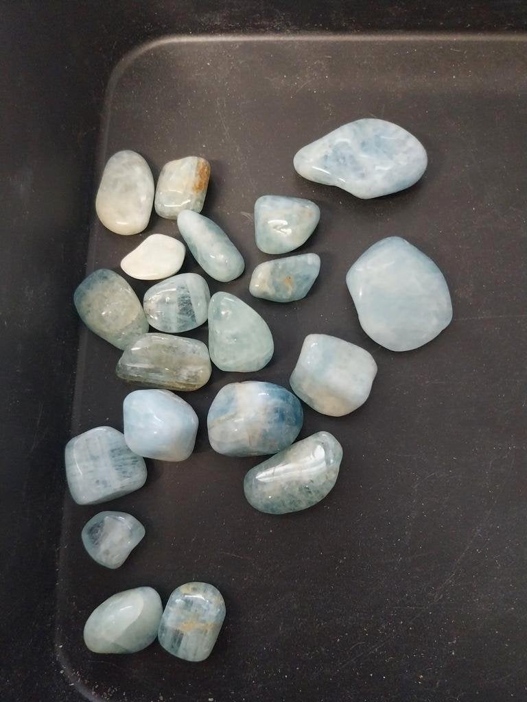 Medium voormaat blauwe aquamarijn trommelstenen, Ophalen of Verzenden