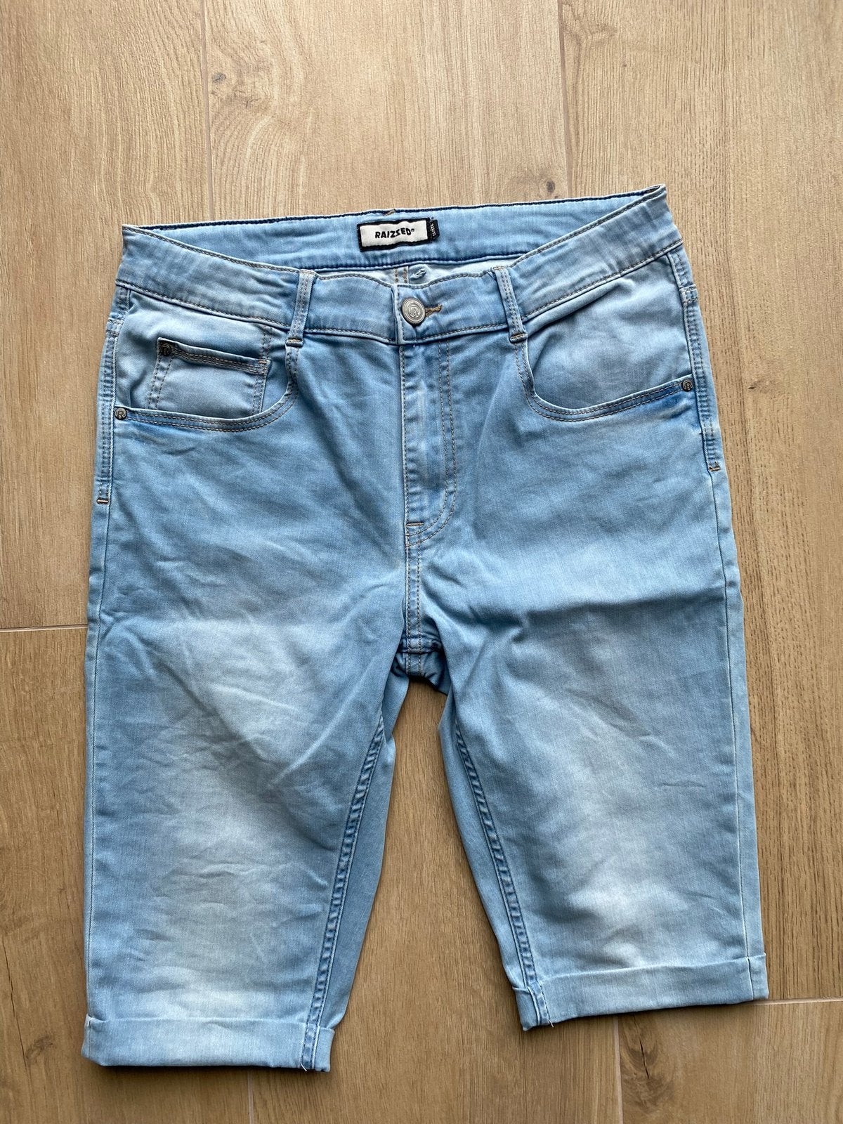 Korte broek / short jeans lichtblauw | Jongens | Maat 176, Ophalen of Verzenden, Zo goed als nieuw, Jongen, Broek