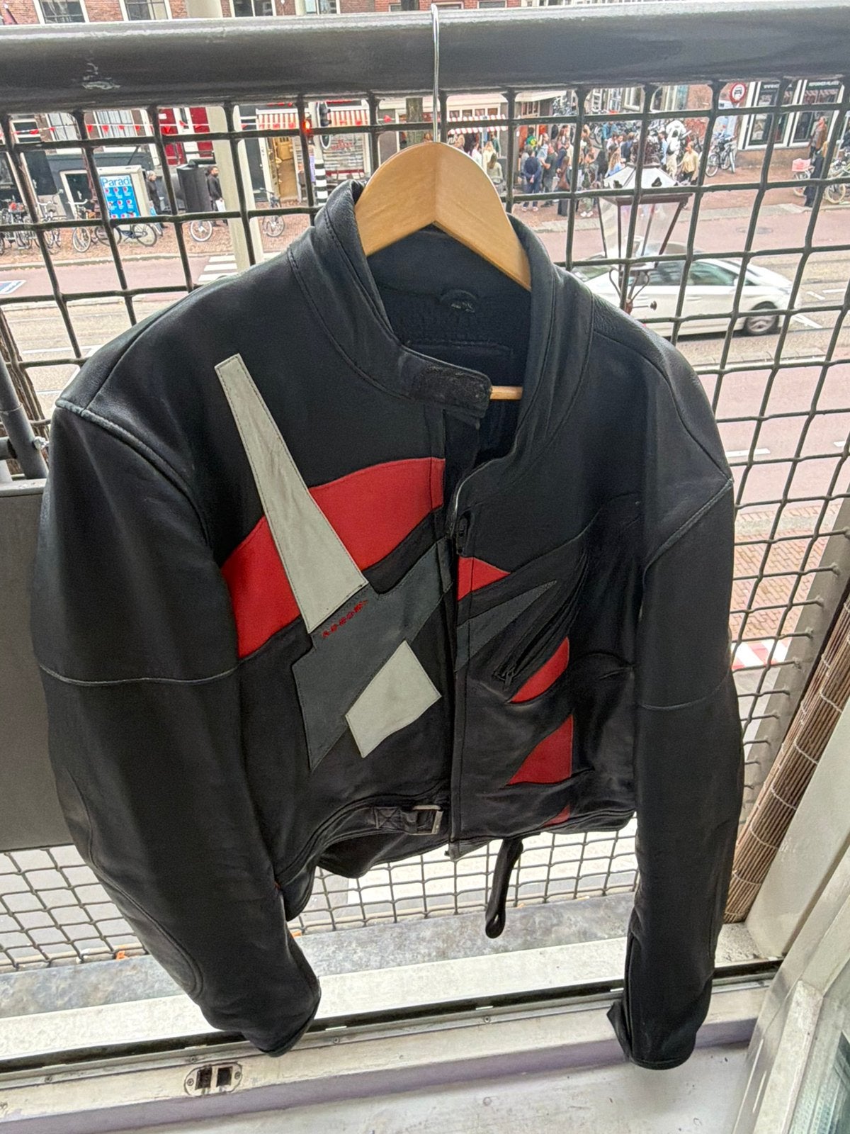 Vintage statement jacket zwart rood | 90s Y2K streetwear, Ophalen of Verzenden, Tweedehands, Jas | leer