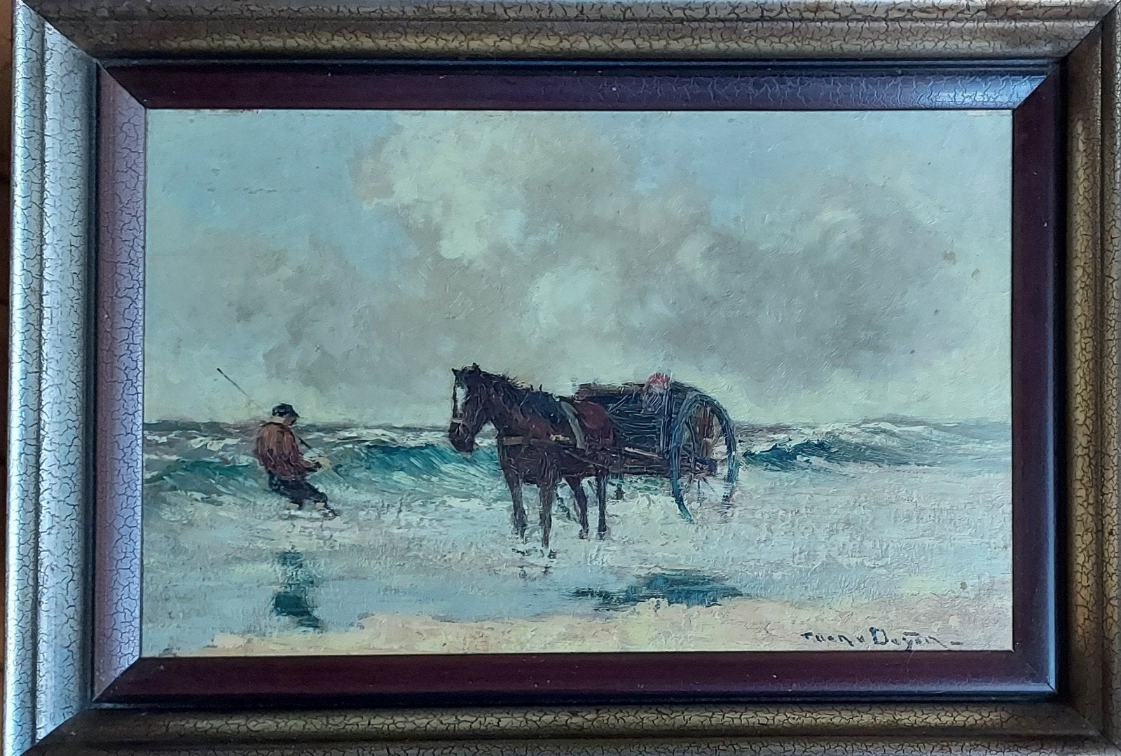 Toon van Ooijen (1885-1954) – Schelpenvisser aan zee, Antiek en Kunst, Nederlandse school, Ophalen of Verzenden, Bijzondere lijst