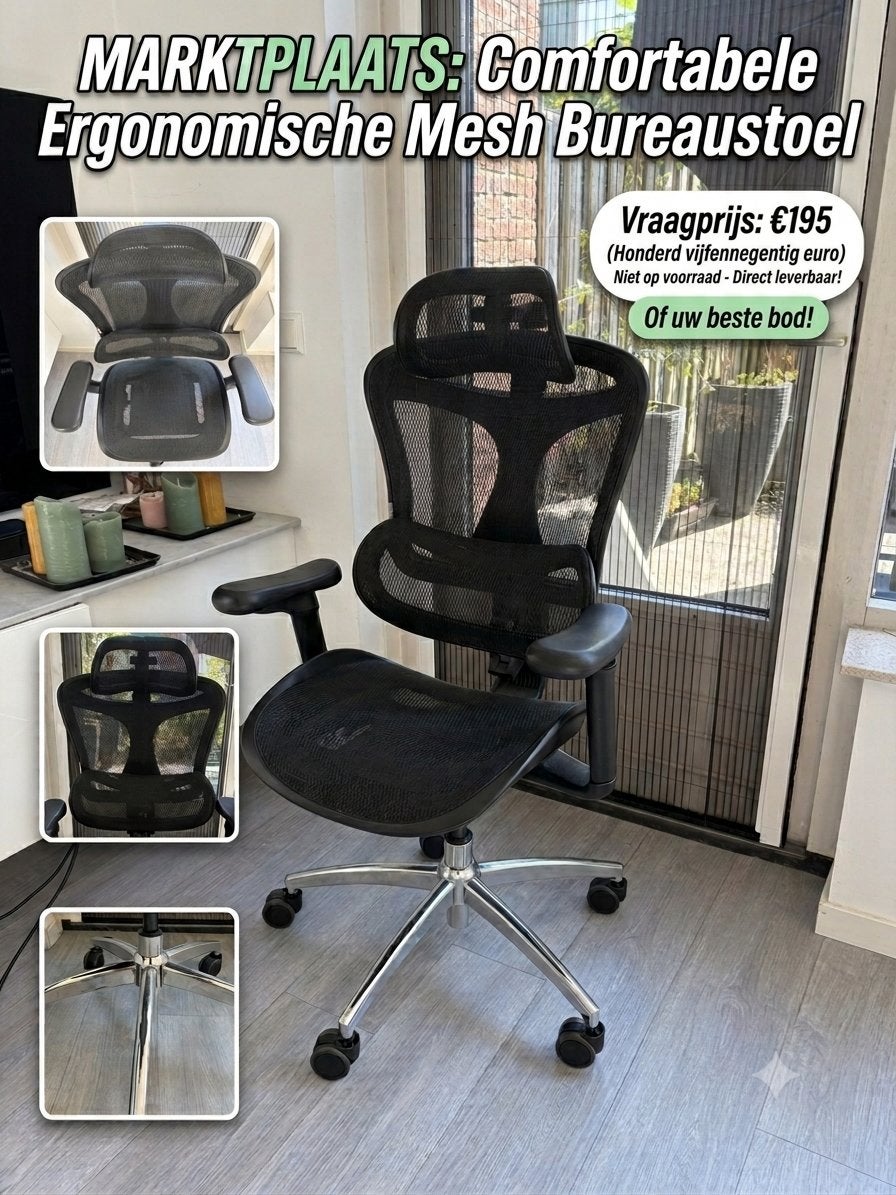 Sihoo C300 Ergonomische Bureaustoel - Zo goed als nieuw, Ophalen, Zwart, Zo goed als nieuw, Bureaustoel