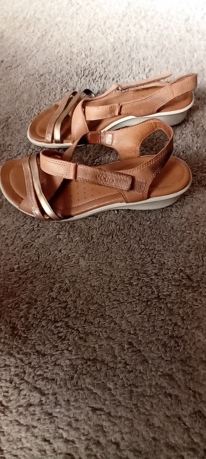 Ecco sandalen maat 38 van leer, Ecco, Bruin, Gedragen, Sandalen of Muiltjes