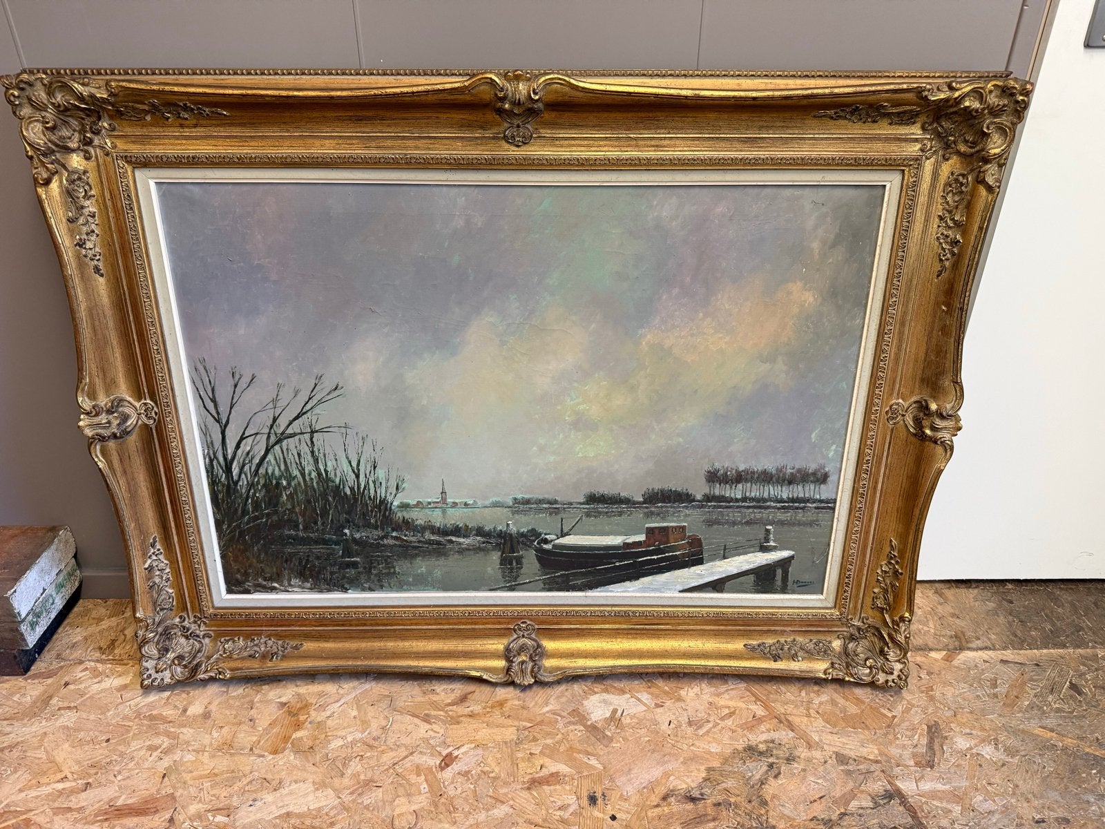 Te koop Schilderij van Cornelis Waterman Hollands winterland, Ophalen