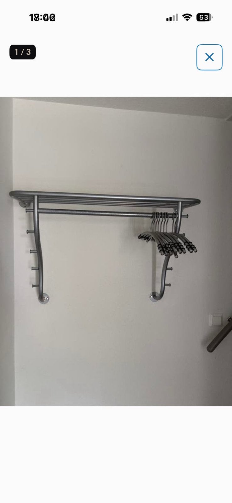 Rvs wandkapstok, Gebruikt, Minder dan 100 cm, Metaal, Ophalen